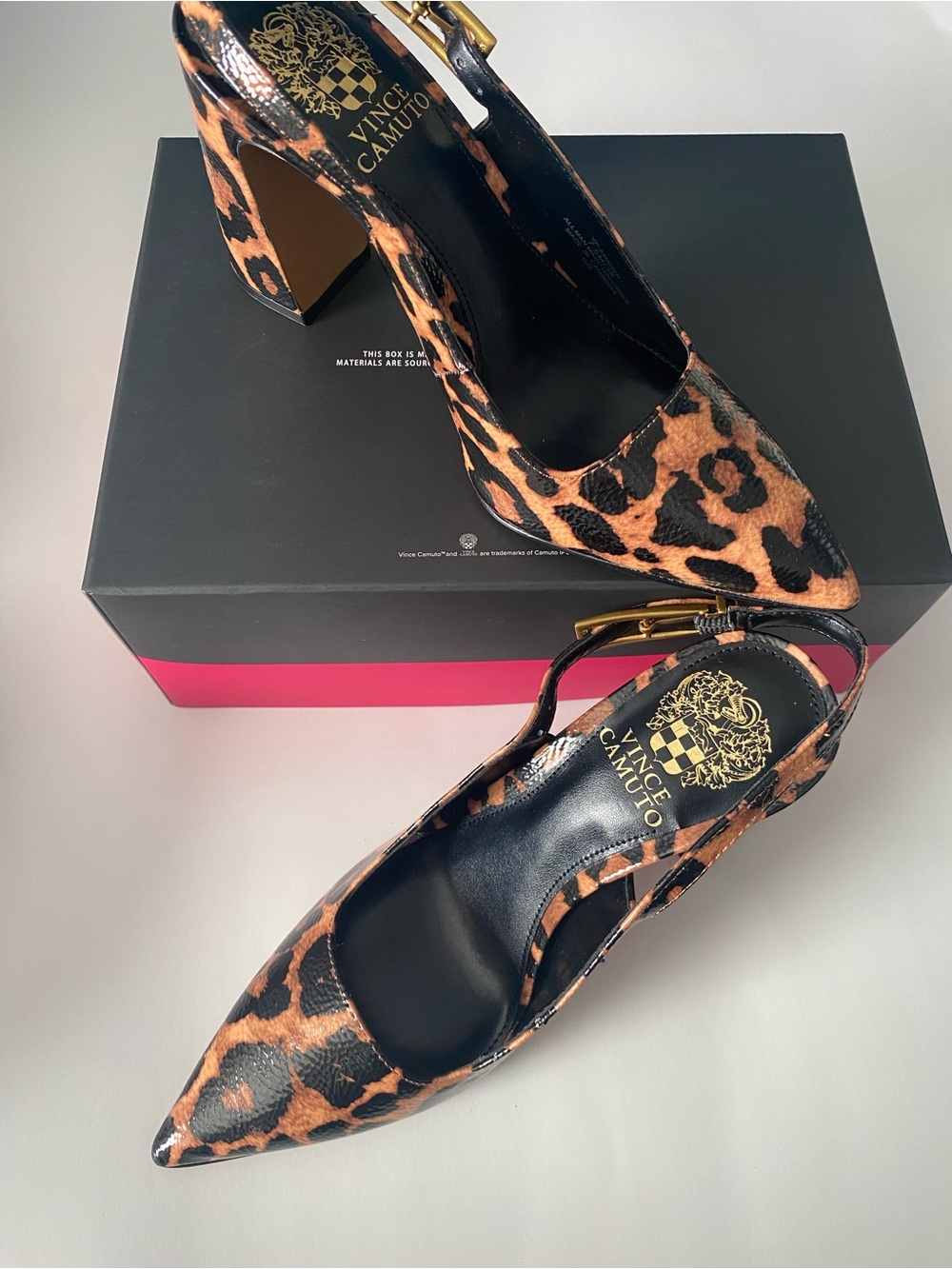 Vince Camuto Leopard-Print Pointed Slingback Heels - Brown/Black
